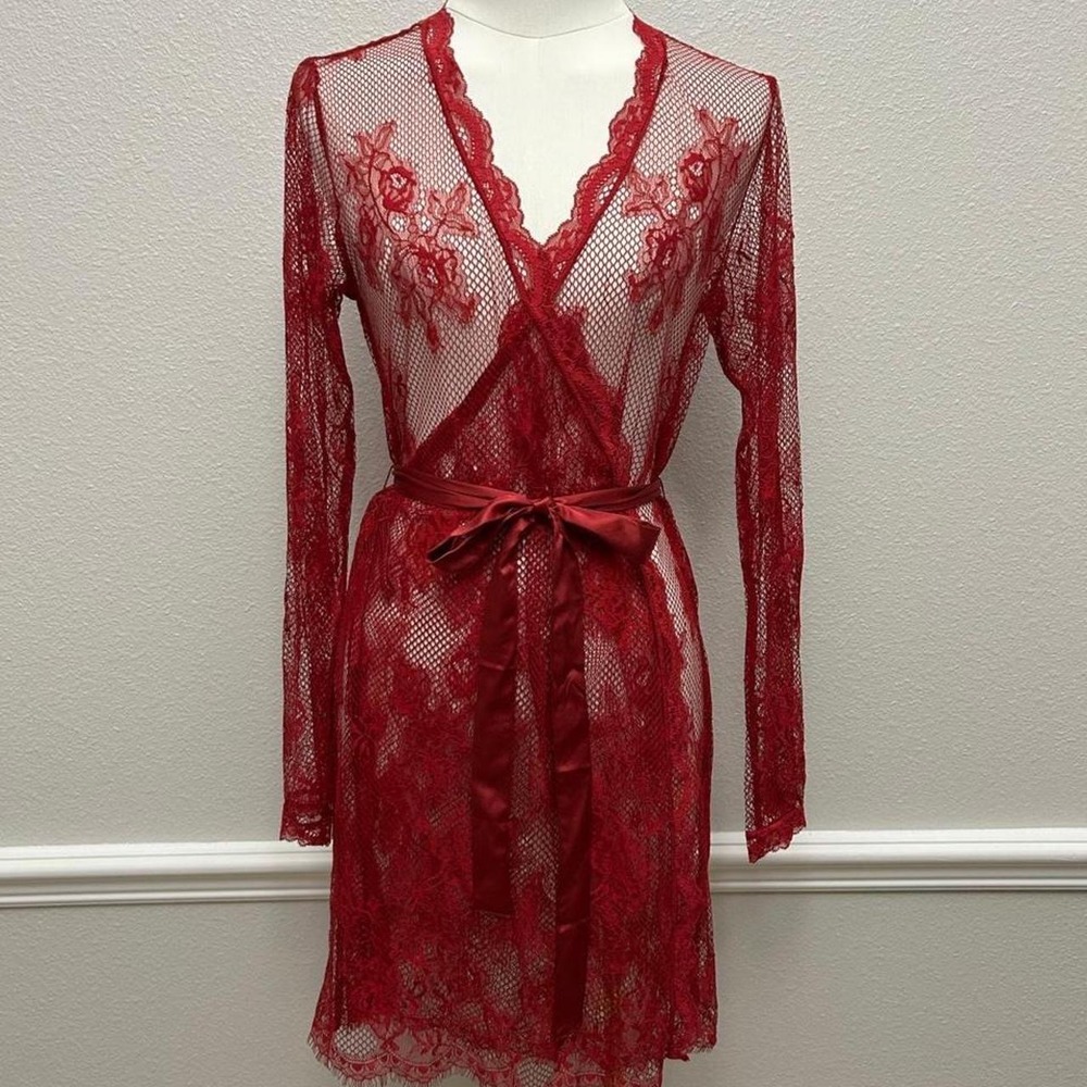 Victoria's Secret red lace robe with